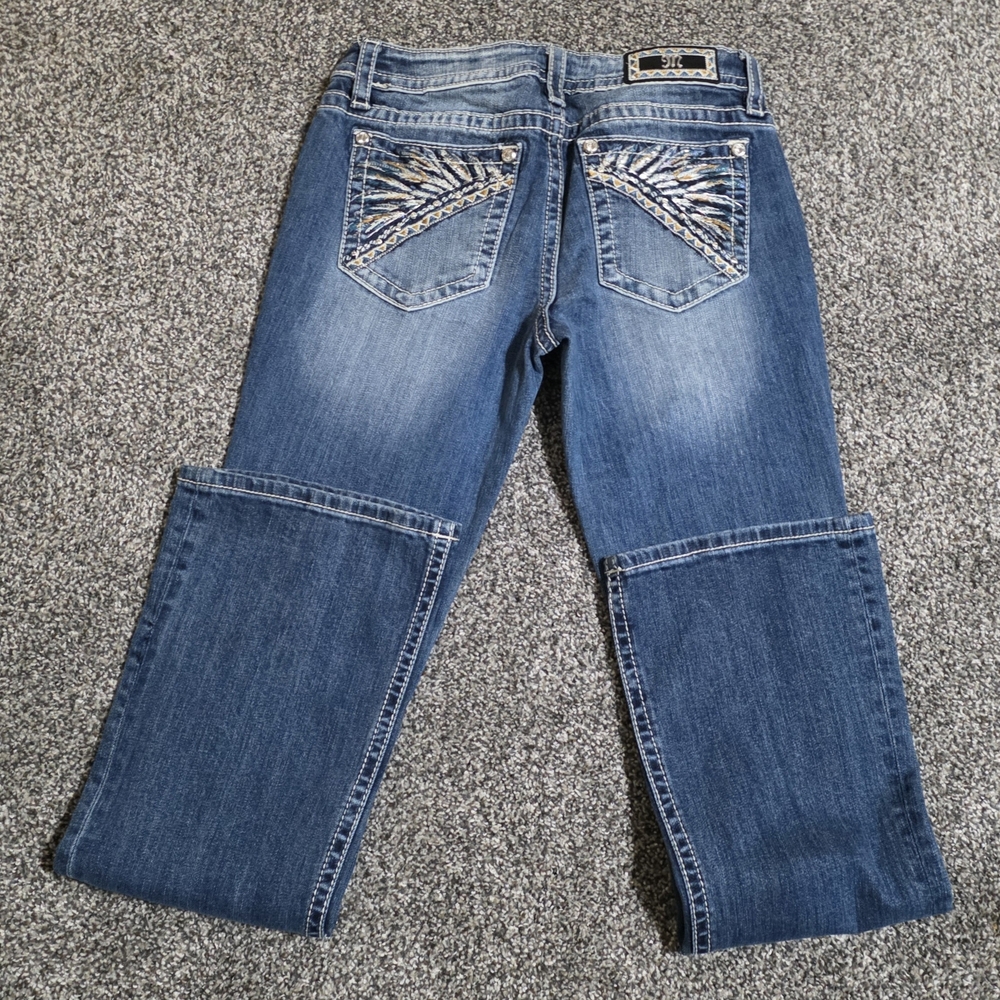 Miss Me Blue Boot Cut Jeans with Embellished Back Pockets